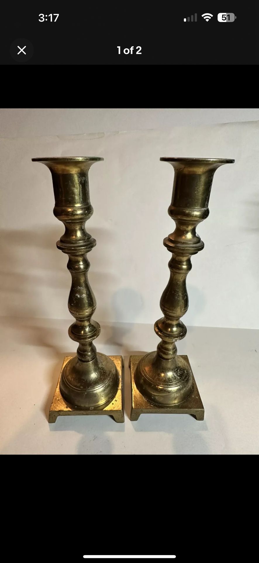 Vintage Brass Candlestick Holder Taper Candles English Style Traditional 8inches