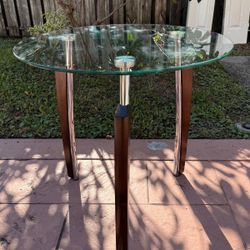 Sleek Curved  Legs Glass Top End Table in Cappuccino By Bowery Hill 