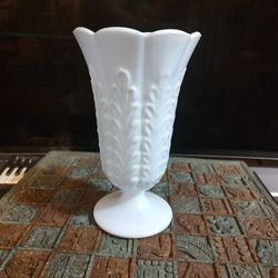 Vintage White 9" Milk Glass Vase