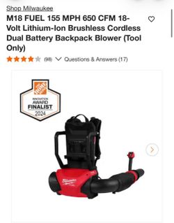 M18 FUEL 155 MPH 650 CFM 18-Volt Lithium-Ion Brushless Cordless Dual Battery Backpack Blower (Tool Only) new