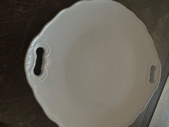 Set of 10 White Ceramic Plates with Handles
