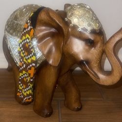 Gorgeous Wood Finish Indian Elephant Statue