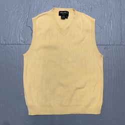 Eddie Bauer Golf Sweater Vest Cotton Preppy Yellow Course Winter Formal Casual