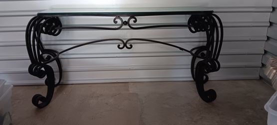 Vintage HEAVY Wrought Iron Sofa Table