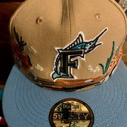 Florida Marlins Coral Reef Fitted Hat 7 3/4