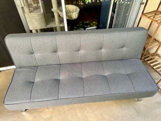 Convertible Fabric Futon Sofa Bed Adjustable Sleeper with Stainless Steel Legs in Gray