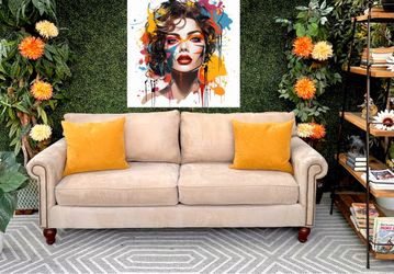 Free Delivery 🚚 Beige Suede Couch