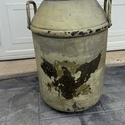 24” Vintage Large Steel military green the texa Farmhouse eagle Dairy Metal Milk Can home decor 
