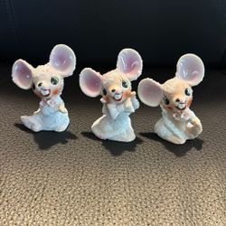 VTG 1950s Sugar Glazed Ceramic Mice 