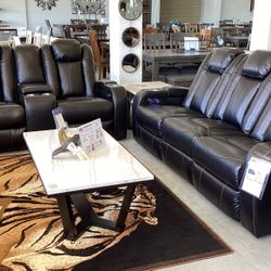 Caveman Den Power Reclining Sofa, Loveseat and Recliner