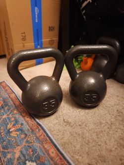 Pair of 35 lb Cast Iron Kettlebells – 70 lbs Total
