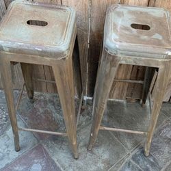 Beautiful  Vintage Set Two Metal Bar Stools. Cash Only