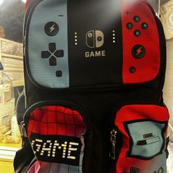 Rolling Backpack for Boys, 3 PCS Gamer Boy Backpack Set with Lunch Box & Pencil Pouch, Roller Wheels