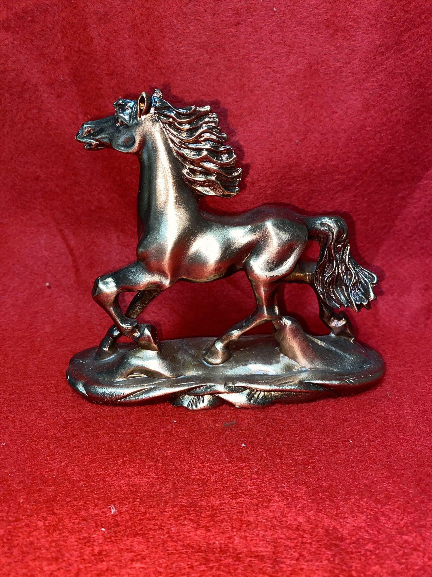 Vintage 6 Inch x 5 Inch Copper Plated Alabaster Greek Horse Statue Imported From Greece (3 available)