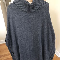 Charcoal Gray Poncho Sweater - Old Navy