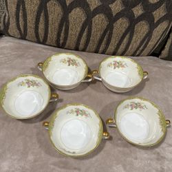 Vintage Noritake “M” Double Handle Soup Cups/ Bowls 