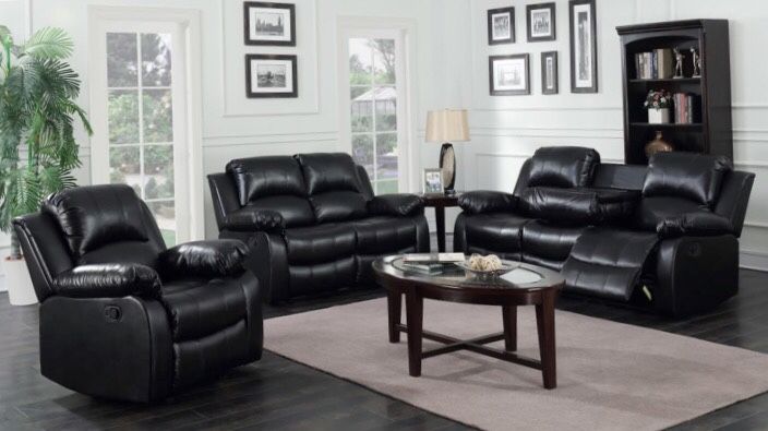 Astros Black 3-Piece Reclining Living Room Set