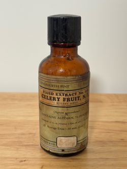 Vintage Eli Lilly & Co. Pharmacy Bottle - Fluid Extract No. 118, Celery Fruit