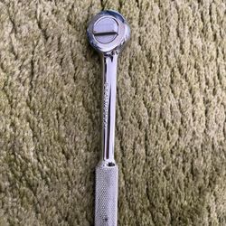 Hand Ratchet, 7 1/4 in, Chrome, 3/8 