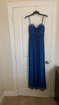 Royal blue strapless Prom dress with rhinestone