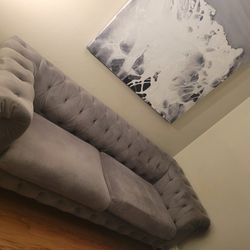 Grey Velvet Chesterfield Couch