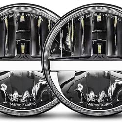 7 Inch LED Headlight Round DOT Approved Classic LED headlights Compatible with JK TJ LJ CJ H6024 Turn Signal Amber White DRL Headlamps, 2PCS