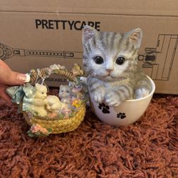 cat figurines vintage 