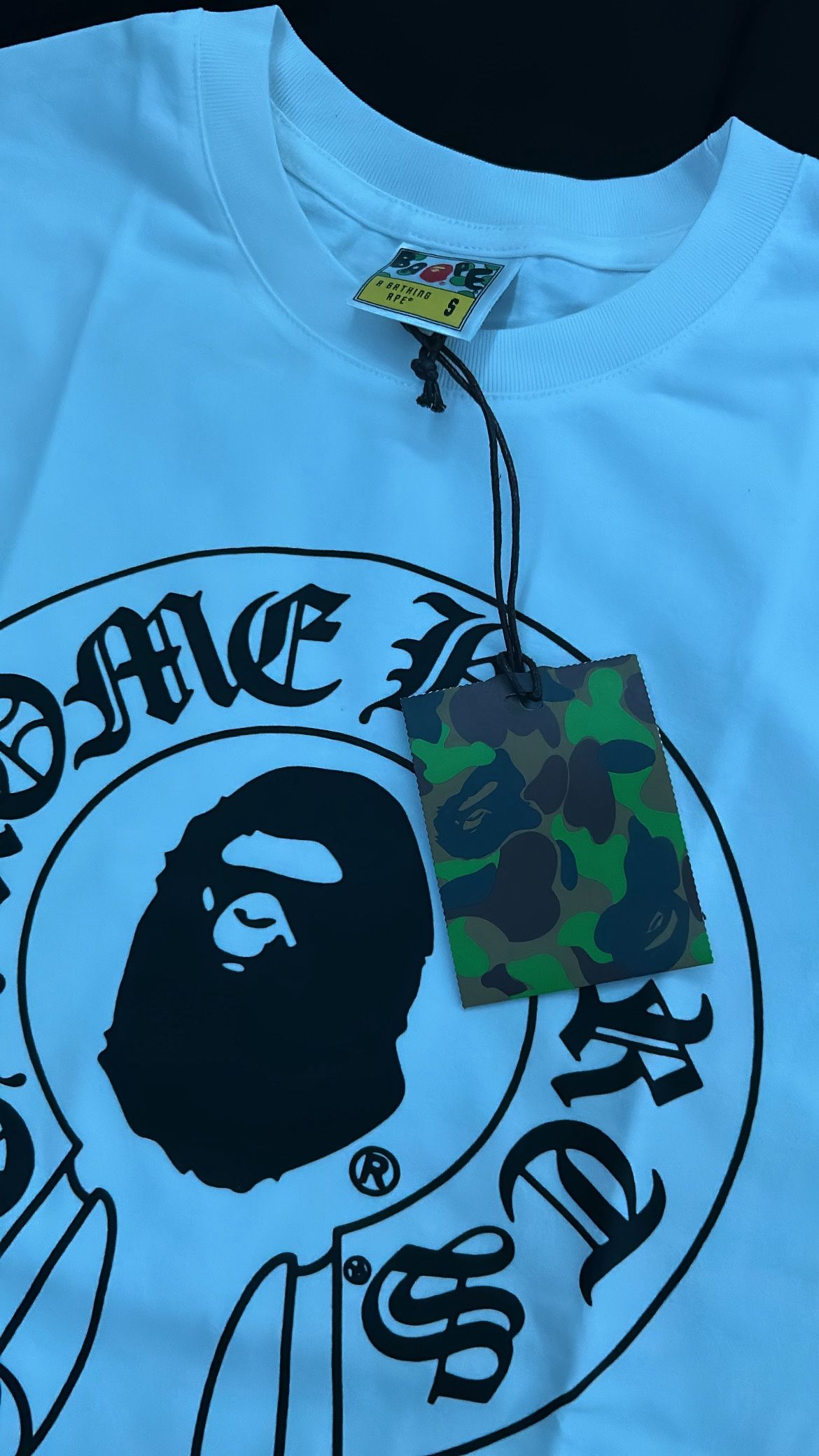 (Size Small) black and White Bape Shirt