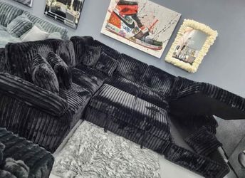 Black sectional Pull out sofa be sleeper sofa with storage Jumbo corduroy