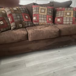 FREE 3-seater brown microfiber/fabric sofa