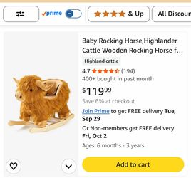 Highland Cattle Wooden Baby Rocking Horse