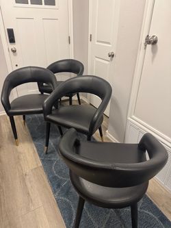 Black Faux Leather Accent Dining Chair Set of 4