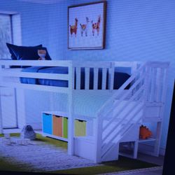 Kids twin loft bed with stairs