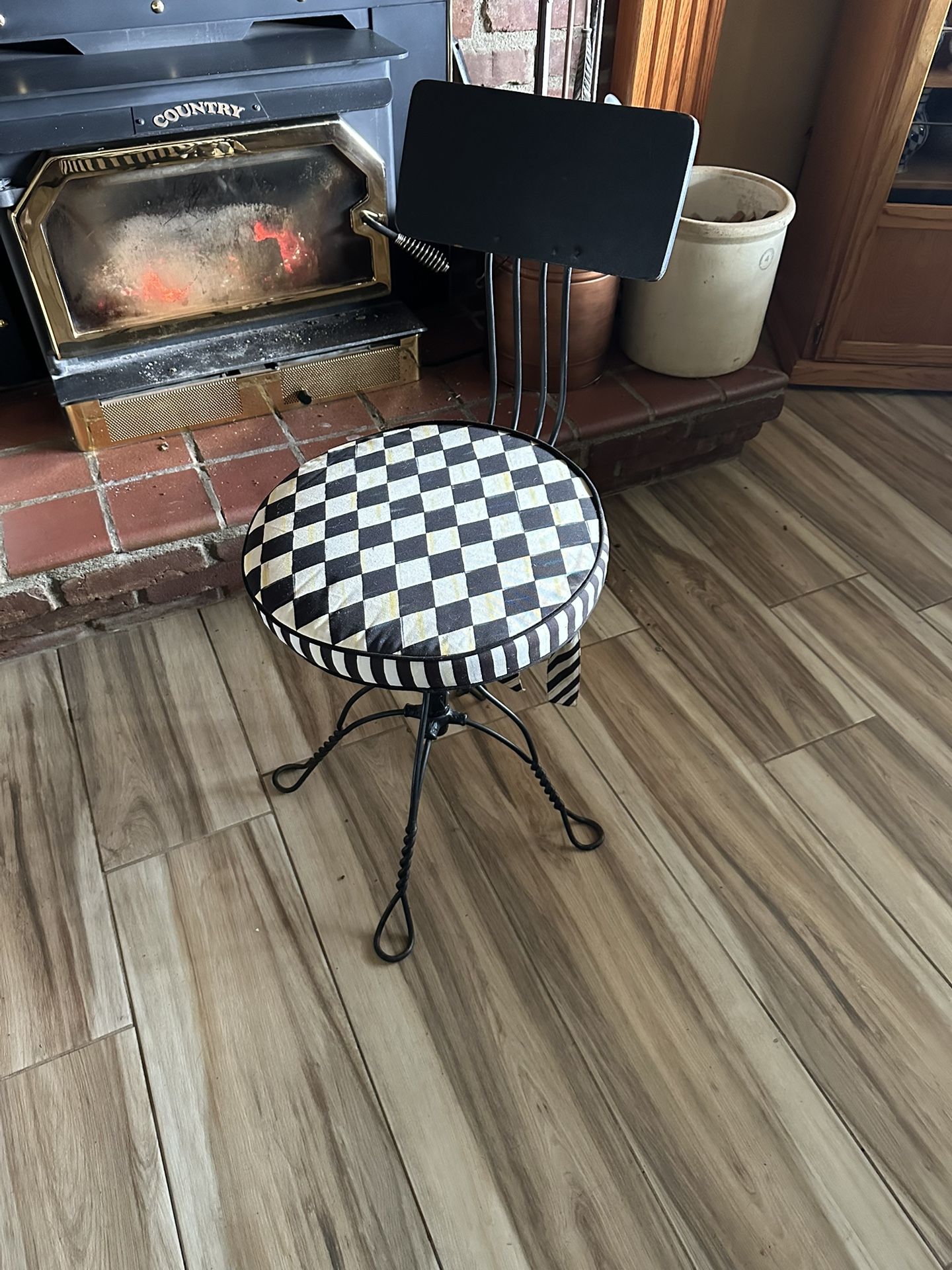 Antique Swivel Piano Style Chair With Pad