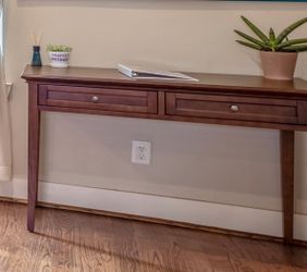 Solid Wood Small Desk with 2 Drawers