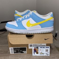 Size 5.5Y / 7W - Nike Dunk Low Next Nature Homer Simpson Blue Yellow