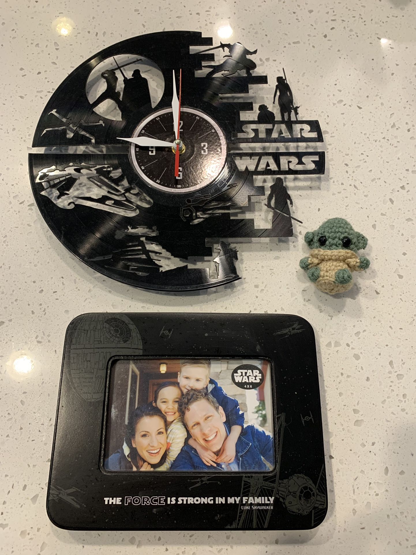 Star Wars Decor Lot Record Clock Frame Yoda Grogu Child Lot