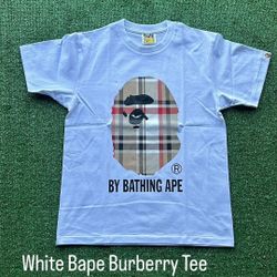 White bape x burberry tee