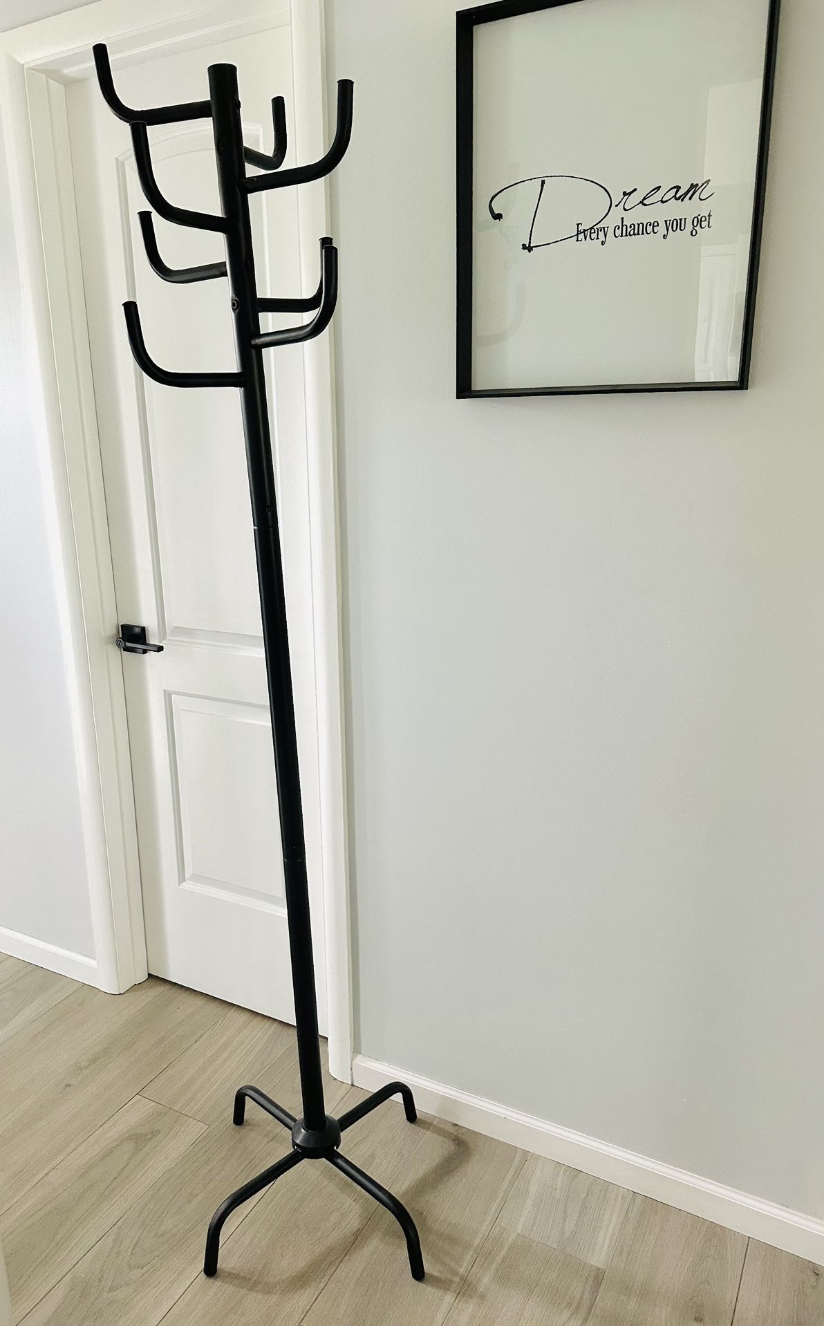 Black Metal Coat Rack H72 $25
