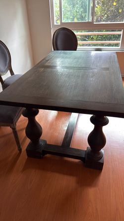 Dark Wood Trestle Dining Table