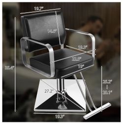 New! Unused! Black & Silver Salon Barber Chair for Grooming Services, Hydraulic pump, 360 degree
