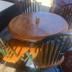 Wooden Table With 4 Matching Chairs 