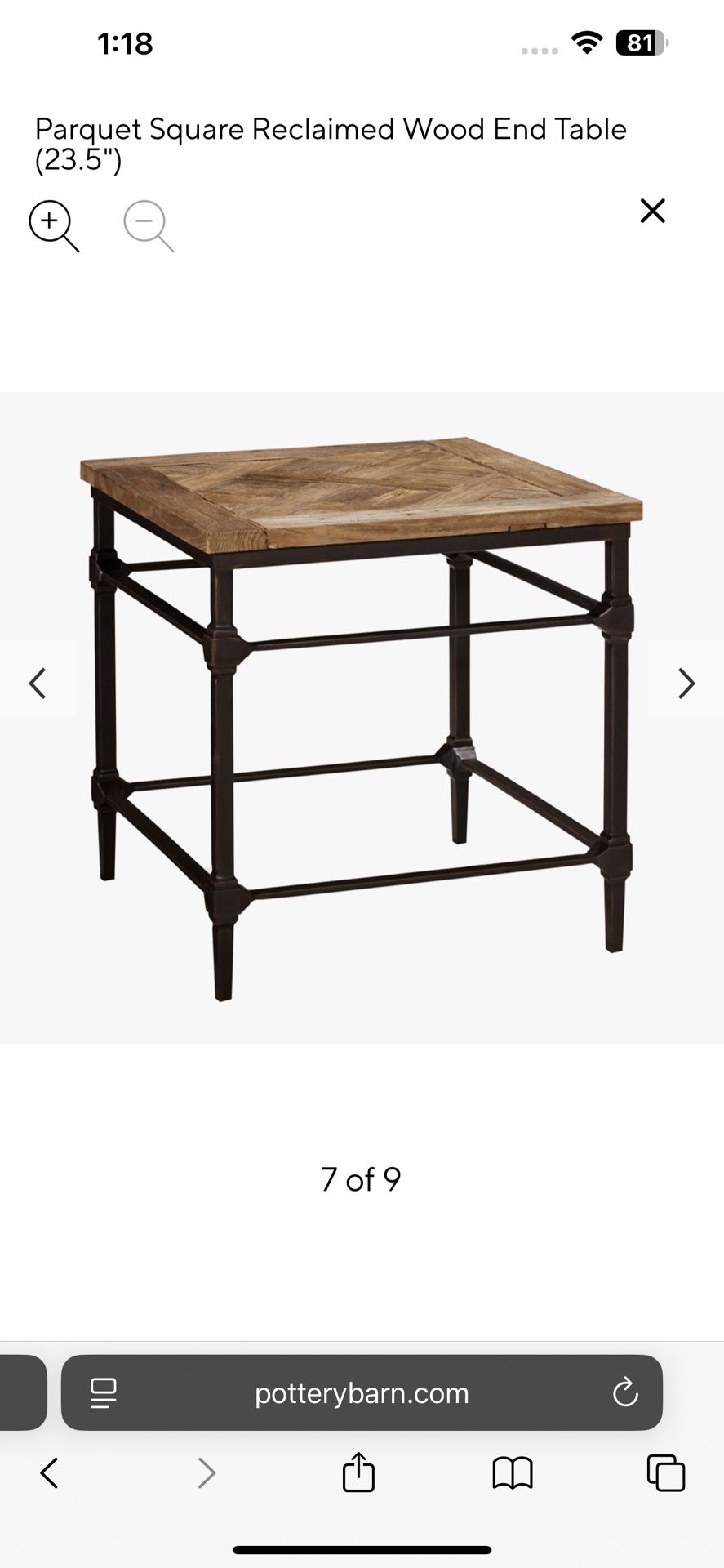 Parquet Square Reclaimed Wood End Table (23.5")
