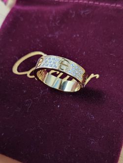 Gold Full Paved Love Ring Stainless Steel 