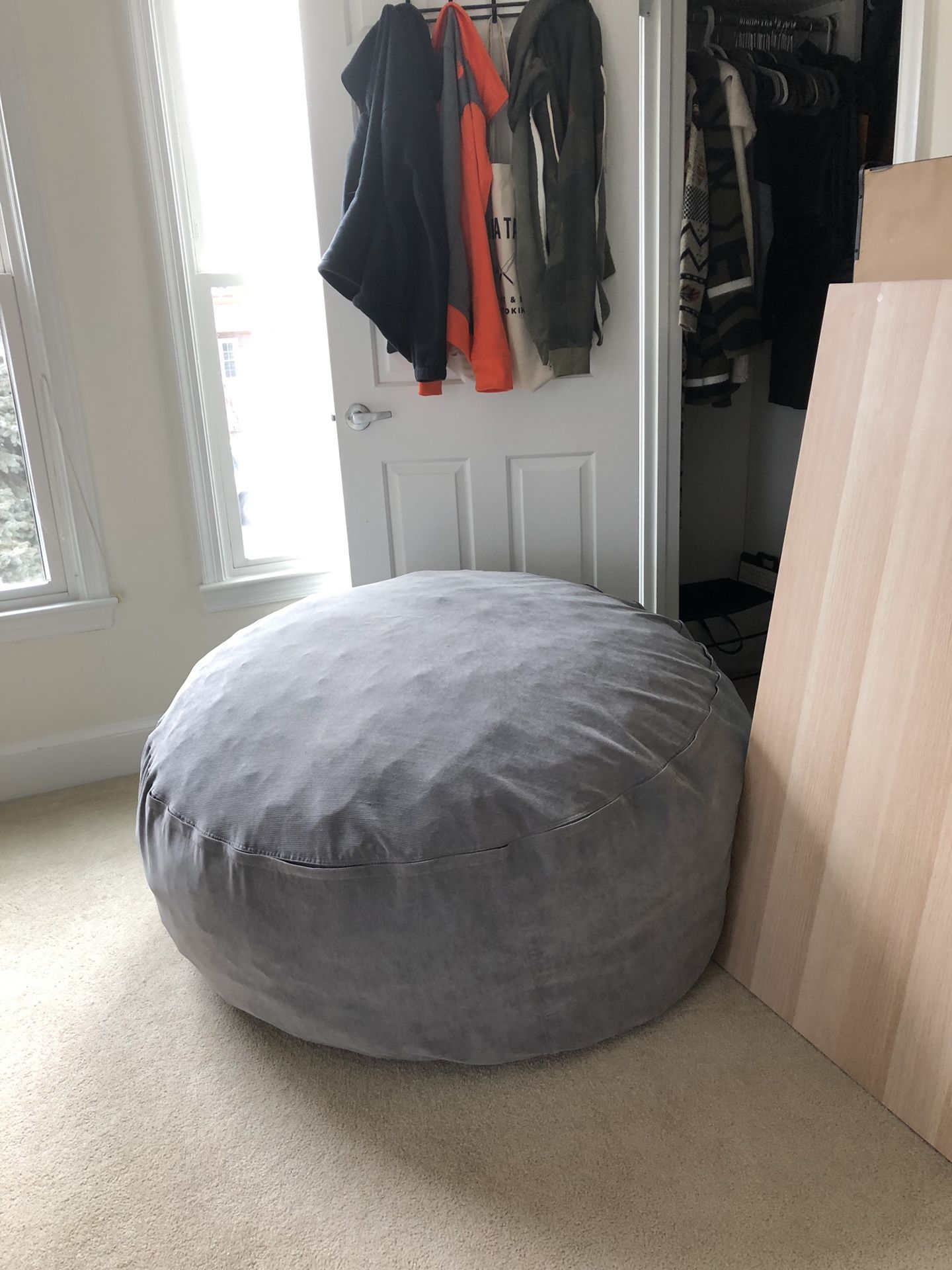 Grey bean bag chair