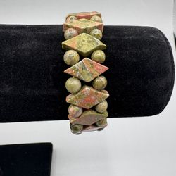 Unakite Beaded Princess Design Bracelet 