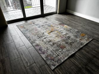 Abstract Area Rug Gray Multicolor