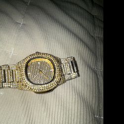 18k Gold Plated Iced Out Watch Worn