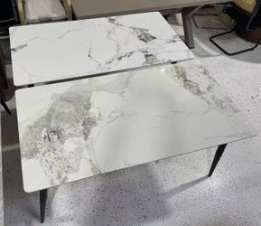Modern Marble Dining Table – 63” Sintered Stone, Scratch & Heat Resistant