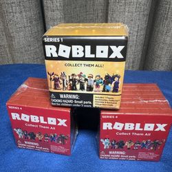Roblox Bundle Of 3: (1) Series 1 Yellow Celebrity Blind Box And (2) Red Brick Series 4: New Sealed With Virtual Codes